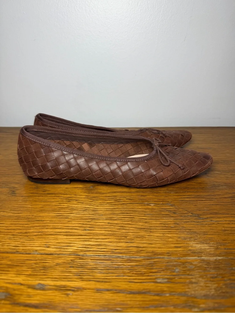 Loeffler Randall Size 9 • Landry Brown Woven Leather Ballerina Flats.